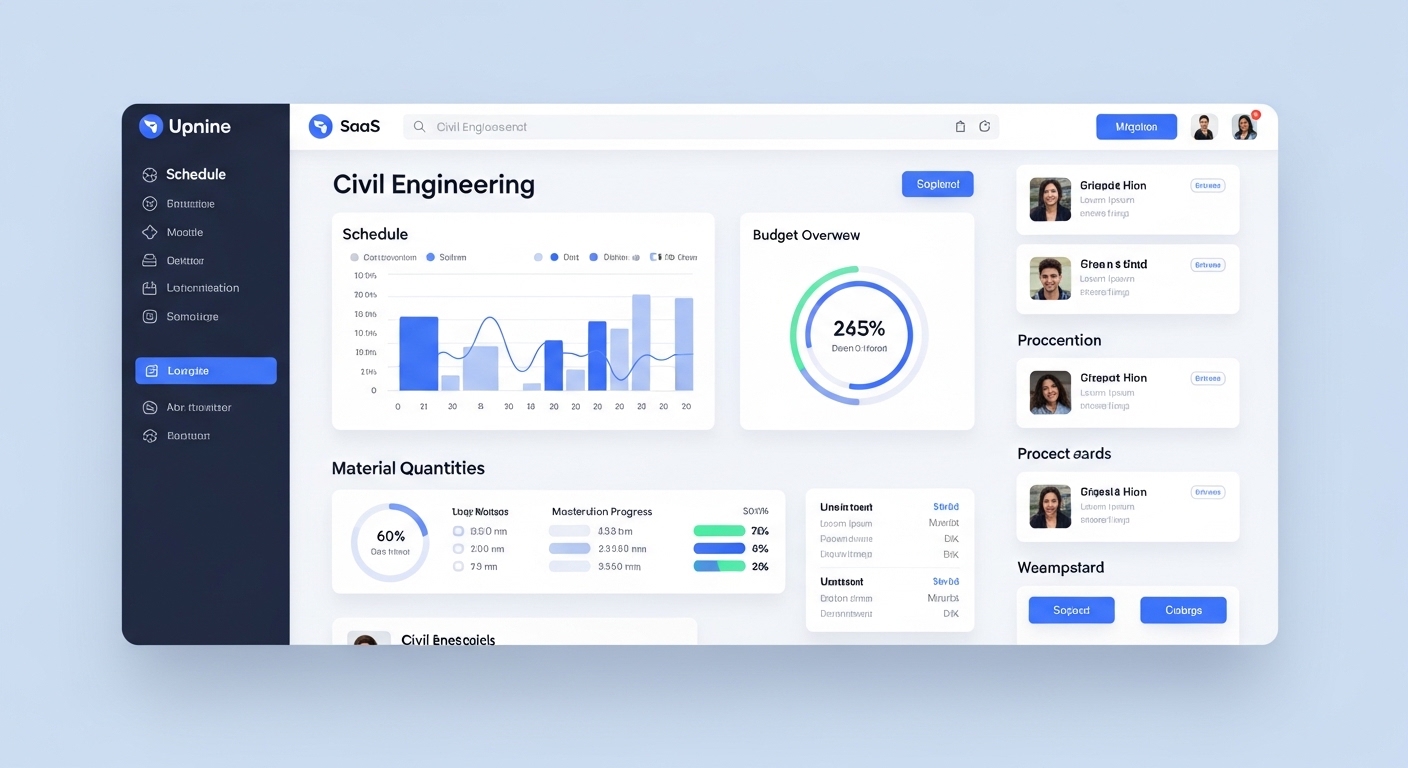 Dashboard do portal com gestao de projetos, cronograma, custos e progresso